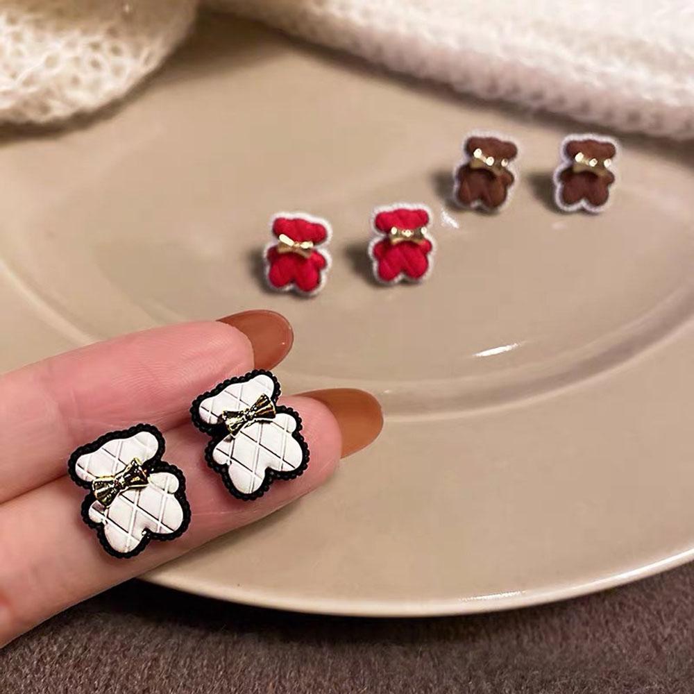 

Exquisite Fashion Korean Cartoon Sweet Bow Bear Bear Earrings Stud Earrings Ear Studs Ear Jewelry
