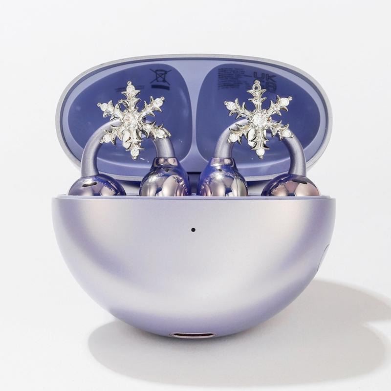 Snowflake Design Universal Earphone Clip Durability Electroplated Copper Clamp Headsets Accessory Secures fit for Sports
