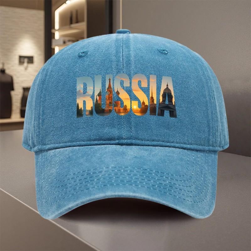 Russia Skyline Baseball Cap Cotton Casual Adjustable Washed Vintage Hat for Unisex Adults