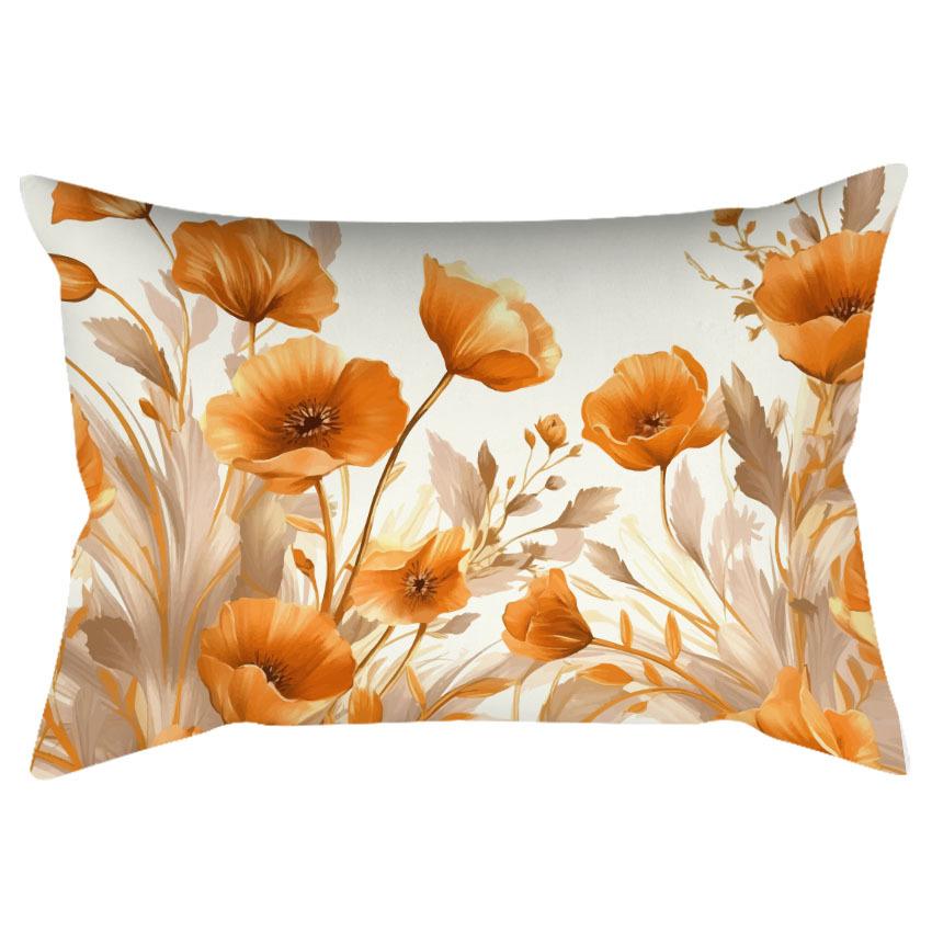 Chinese Retro Watercolor Golden Floral Print Pillowcase Home Sofa Cushion Pillowcase