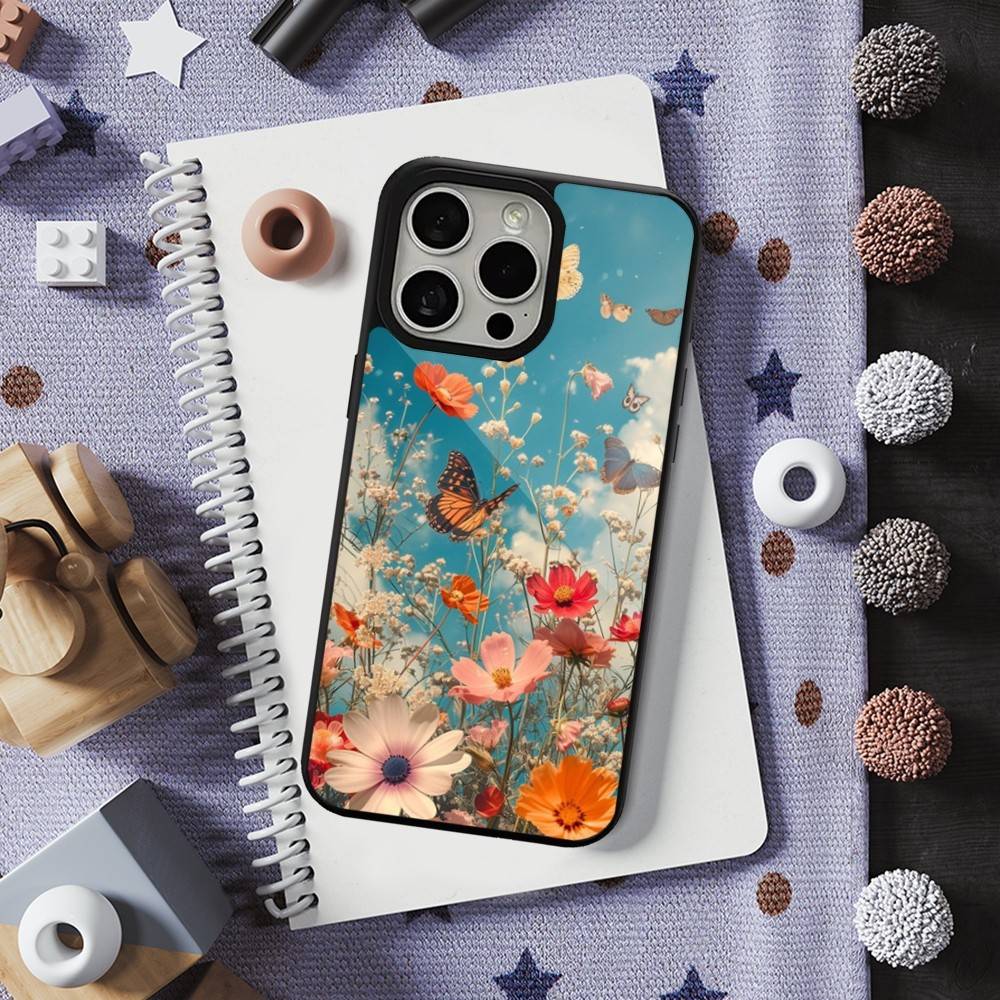 Warmth Art Flowers For iPhone 12,Pro,16,15,Mini,13,17,Max,11,14,Plus,For Magsafe,Magnetic Wireless Charging Case