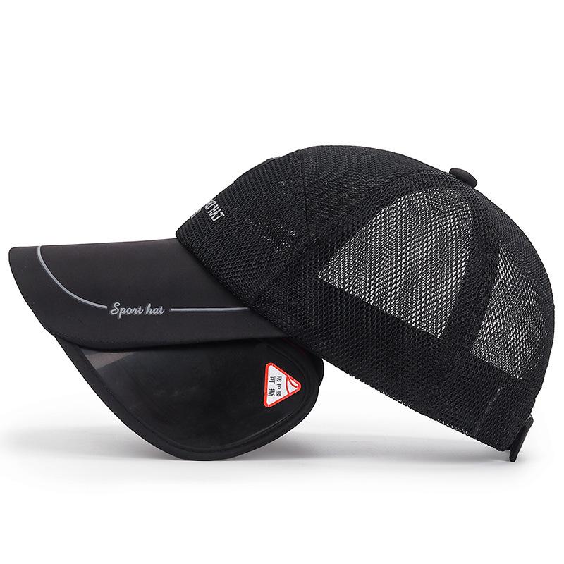Unisex Summer Mesh Cap with Extended Telescopic Brim for Outdoor Sun Protection