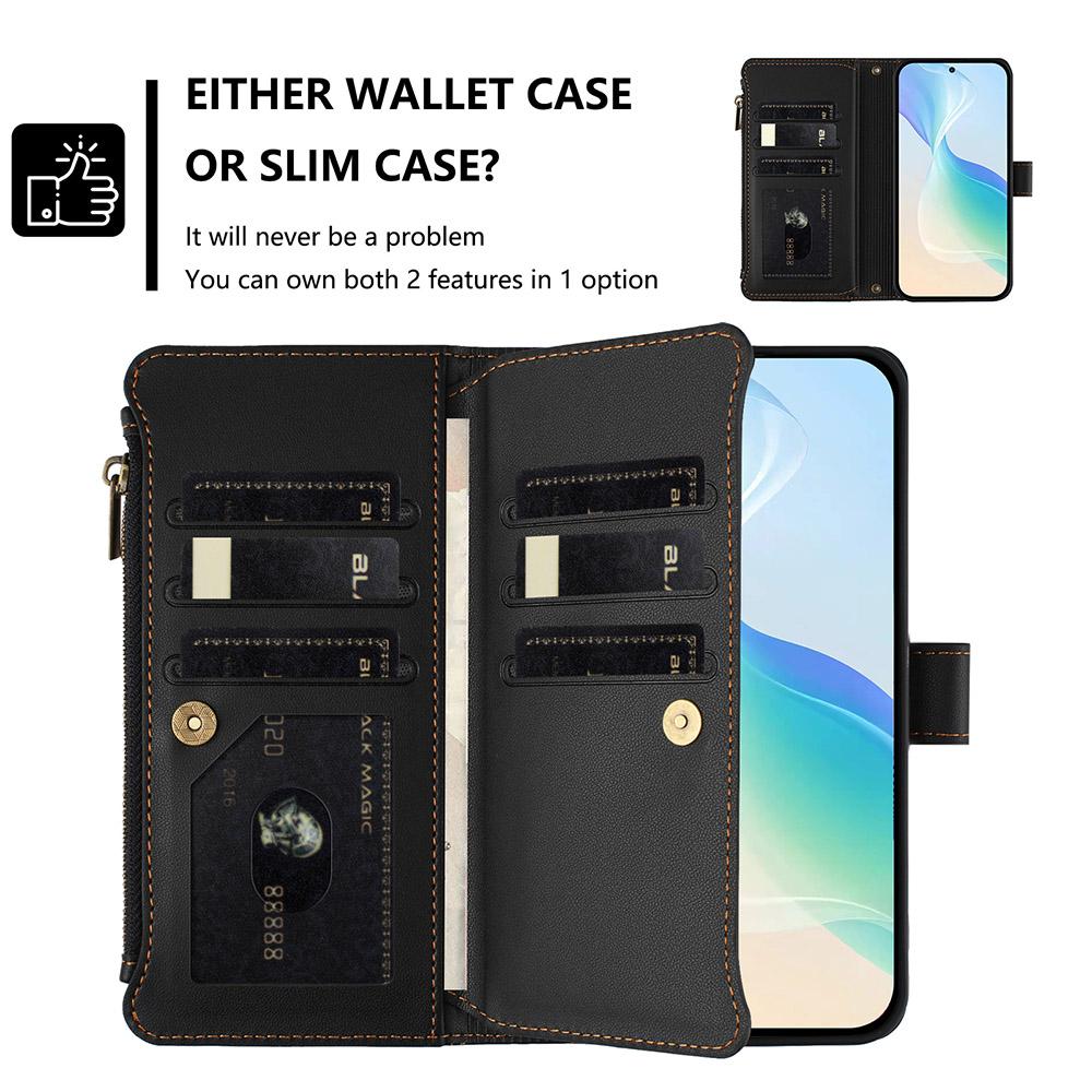 Card Wallet Phone Cover For OPPO A98 A96 A80 A79 A78 A76 A60 A58 A36 Reno15 Pro Max A6 Leather Case Wrist Strap Crossbody Shell