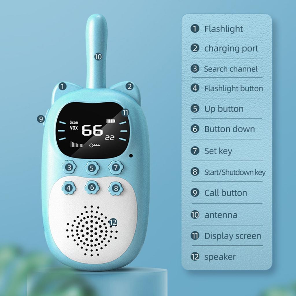 Kids Walkie Talkie 2PCS Electronic Toys Children Spy Gadgets Baby Radio Phone 3km Range Christmas Birthday Gift for Boys Girls