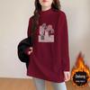 Plus Size Women's German Velvet Long Sleeve T-shirt: Loose Mid-Length Base Shirt for Early Spring, Autumn, and Winter.