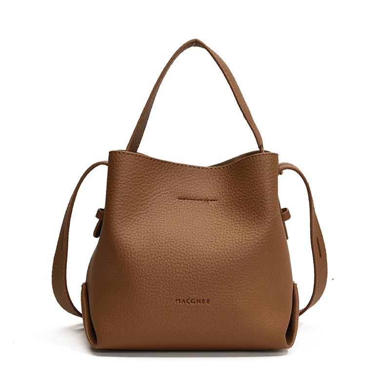 Lychee pattern handbag bag women's new trendy niche bucket bag versatile ins shoulder messenger bag wholesale