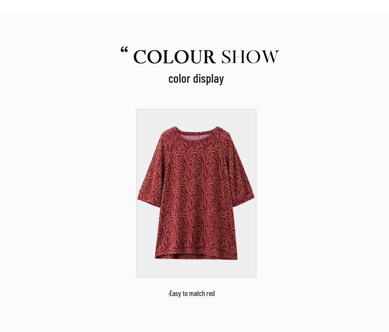 2025 Summer Floral Drapey Mid-Sleeve Plus Size Versatile Women's Clothing