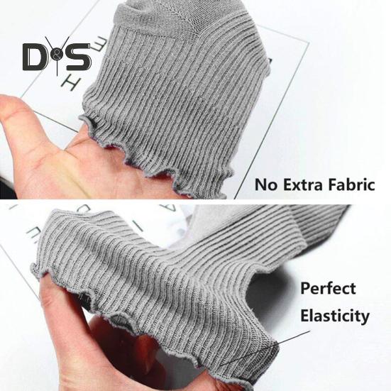 6 Pairs Women Socks Ruffle Edge Solid Color Anti-slip High Elasticity Ankle Length Low-cut Daily Sport Socks Great Gift for Mom Wife Daughter