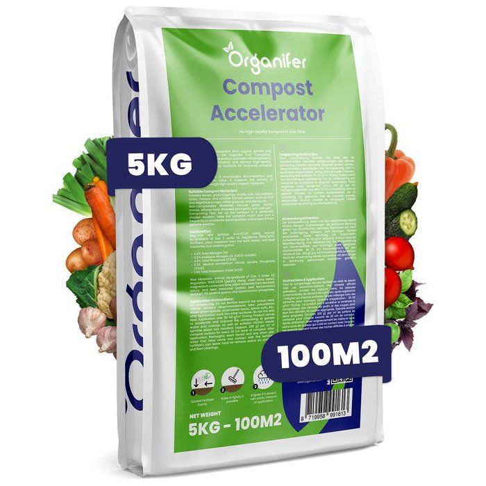 Kompostbeschleuniger - 5 kg für 25 bis 100 m² / 5 m³ - Für Kompost bester Qualität in kürzerer Zeit - Organifer