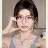 Korean-Style Large Brown Polygon Eyeglass Frame for Women - Super Light, Photochromic, No-Makeup Look.