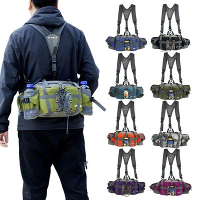 Wander-Gürteltasche, wasserdichte Outdoor-Gürteltasche mit 2 Wasserflaschenhaltern, Jagd-Lendenwirbel-Rucksack für Camping, Radfahren, Angeln
