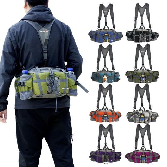 Wandel Heuptas Waterdichte Outdoor Heuptas met 2 Waterfleshouders Jacht Lumbaal Rugzak voor Kamperen Fietsen Vissen