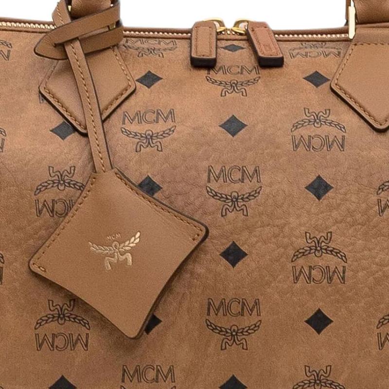 MCM Ella Integriertes Buchstabenlogo Geprägte Canvas-Tragetasche Mittel Damen-Handtaschen Braun MWBFAEA01CO001