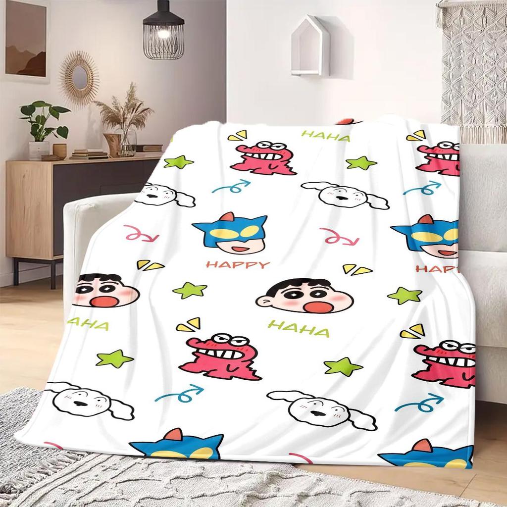 Shinchan Anime Print Blanket Warm Comfortable Flannel Blanket Suitable for Bedrooms, Sofas, Beds, Chairs, Picnics, Travel