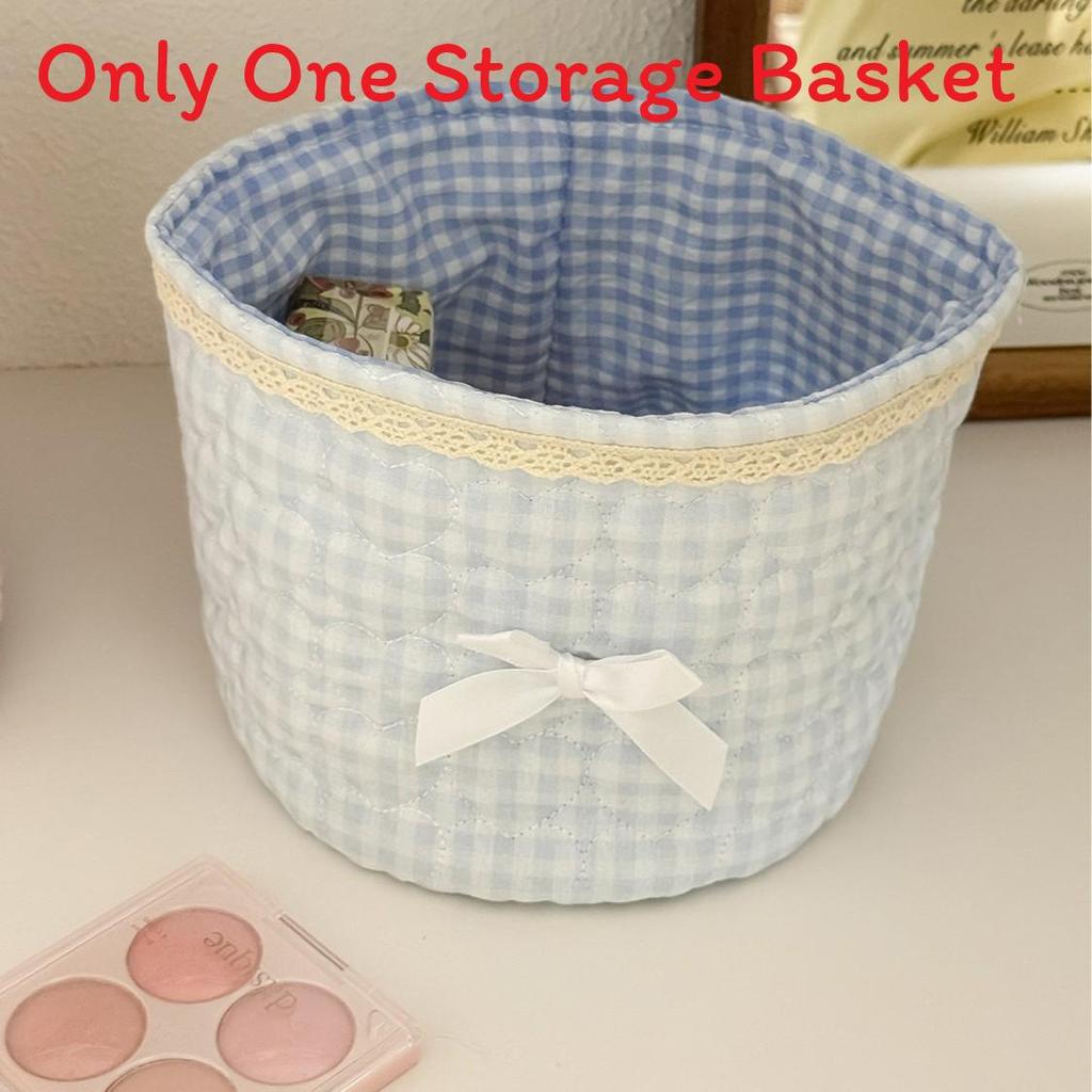 Sweetheart Lace Cylinder Storage Bin With Soft Cotton Material For Desk And Travel Use