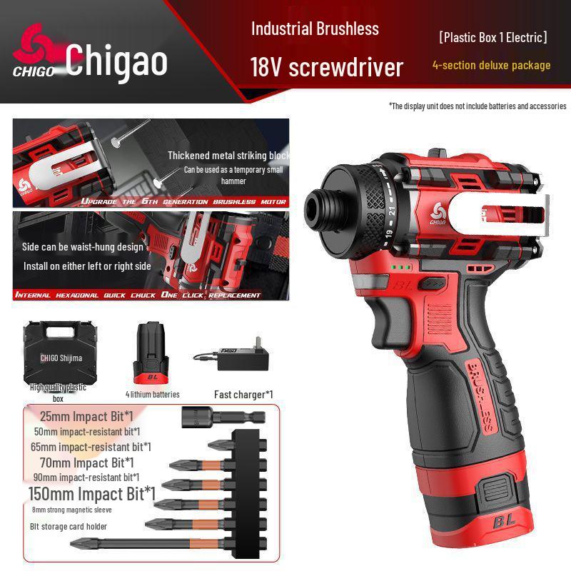 Brushless Rechargeable Electric Impact Driver and Screwdriver