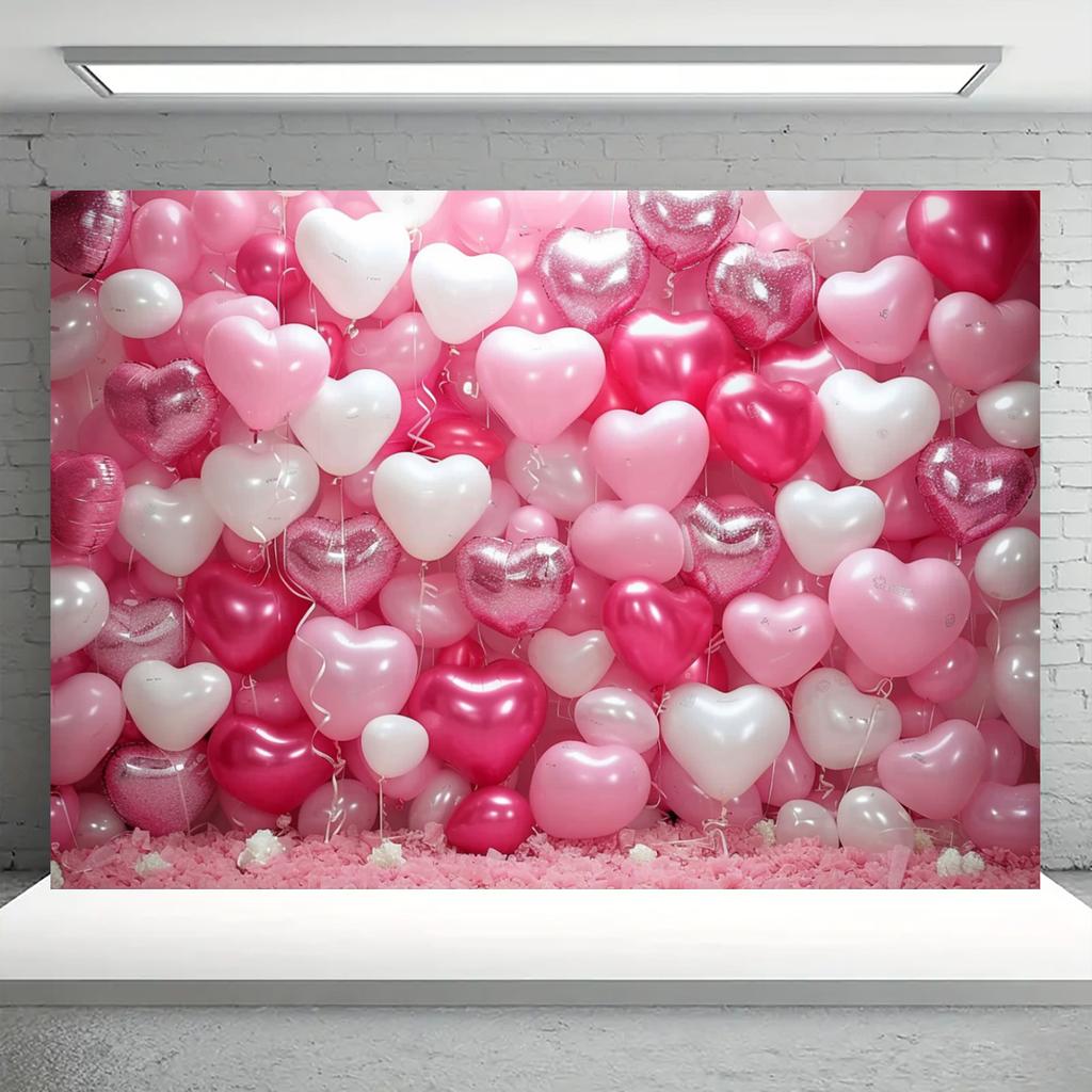 Multi functional pink heart and white wooden background fabric - perfect for teenage parties and birthday parties