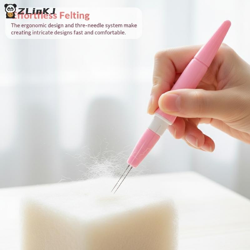 Needle Pen Wool Felt Making Kit with 7 Replace Needles Convenient DIY Craft Tool for Art Studio and Home Use
