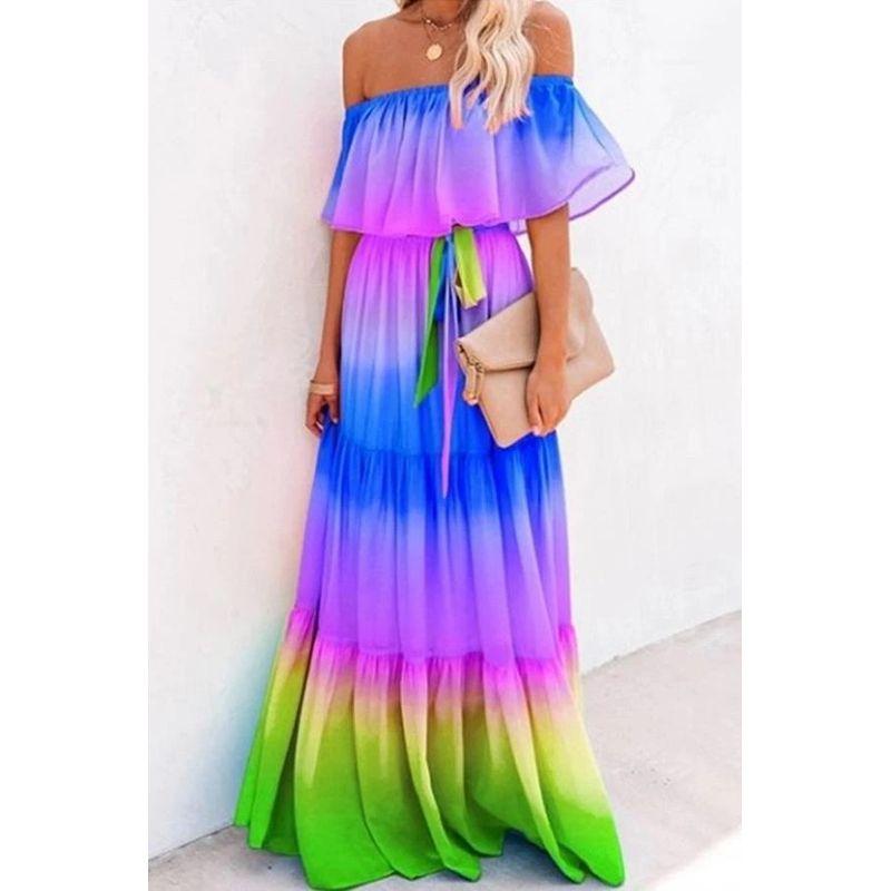 2023 Summer Ladies Tie-Dye Stitching Print Sexy Dress Dress