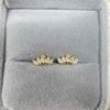 High-End Marquise Cut Feather Stud Earrings: 18K Gold-Plated S925 Sterling Silver for Women