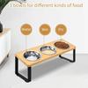 Anti-Leak Pet Feeder Non Slip Wood Dog Water Feeding Dish Cat Bowl Stand  Small to Medium Cats