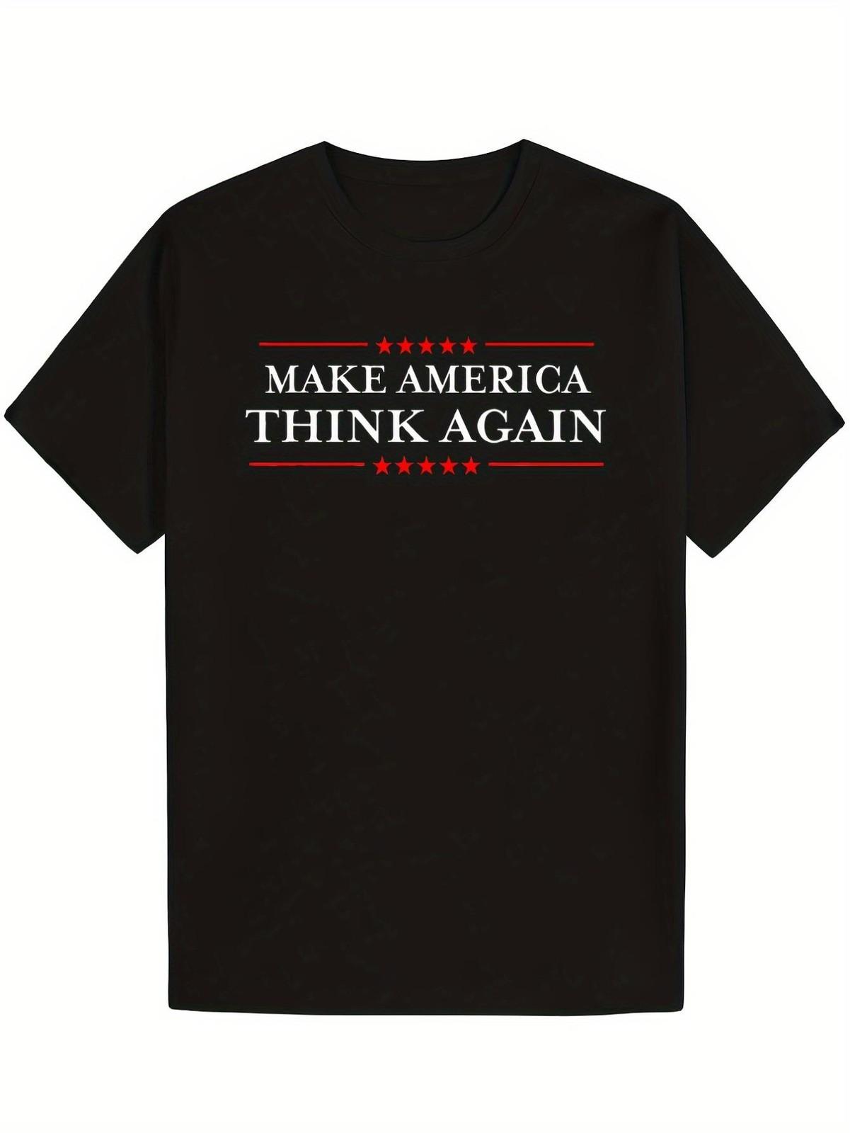 Make America for THINK Again Patriotic T-Shirt - 100% Cotton Soft Comfortable S разноцветный