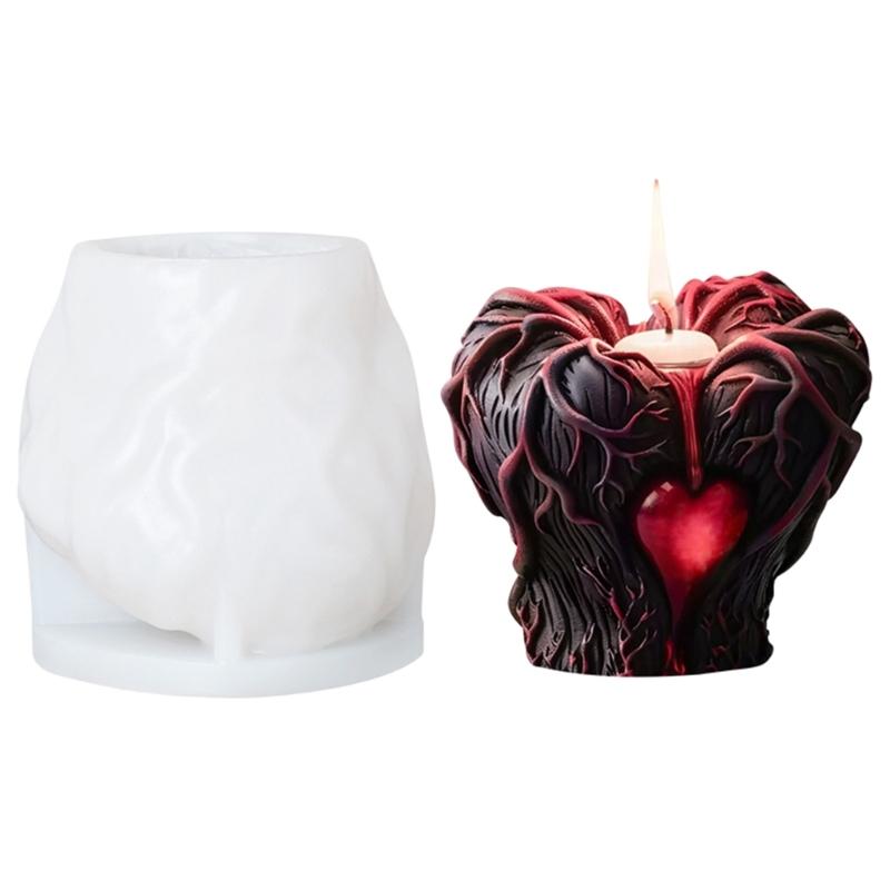 Silicone Molds Halloween Holding Heart Candle Molds Casting Molds Handmade Plaster Molds Craft Supply for Candle Making