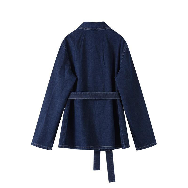 Conjunto de Chaqueta Vaquera Ajustada y Pantalones con Lazo en la Cintura Otoño-Primavera 2025 - Ropa Casual de Moda