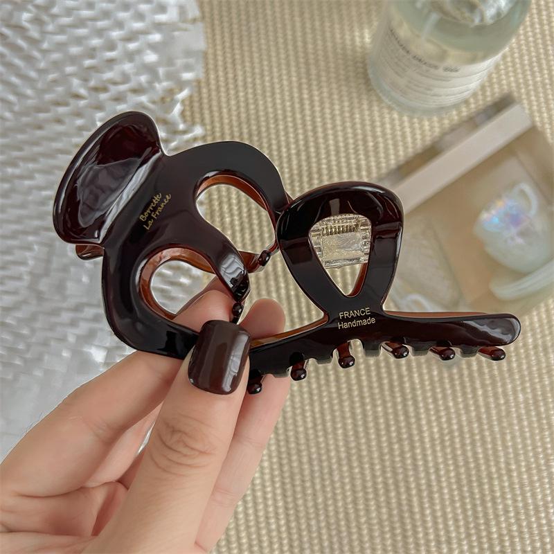 2024 High-End Korean French Chocolate Acetate Hair Claw for Women