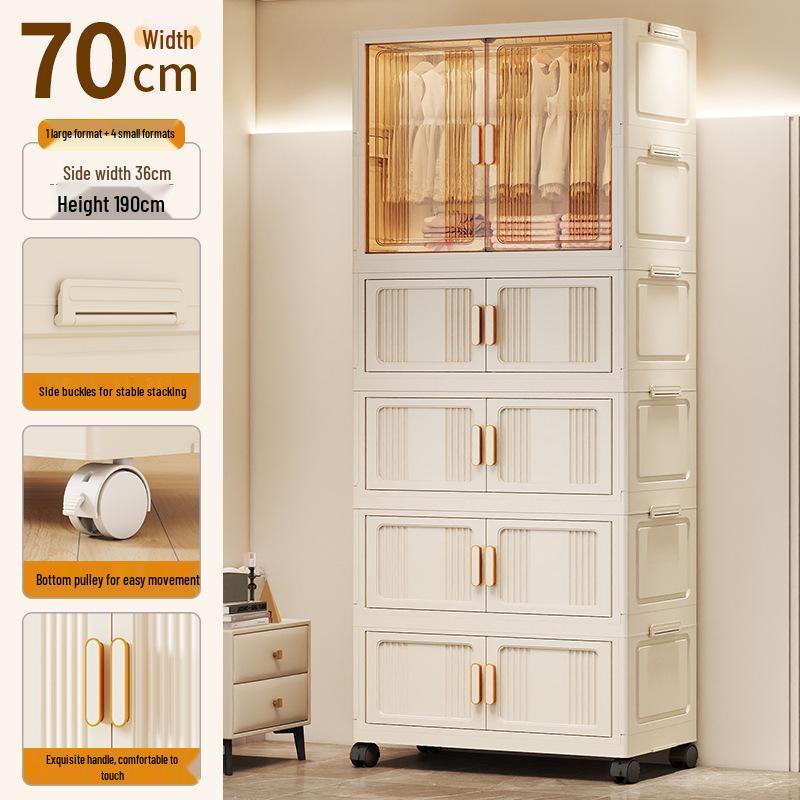 Children's Wardrobe & Storage Cabinet for Clothes, Snacks & Toys - No-Install Foldable Plastic Box