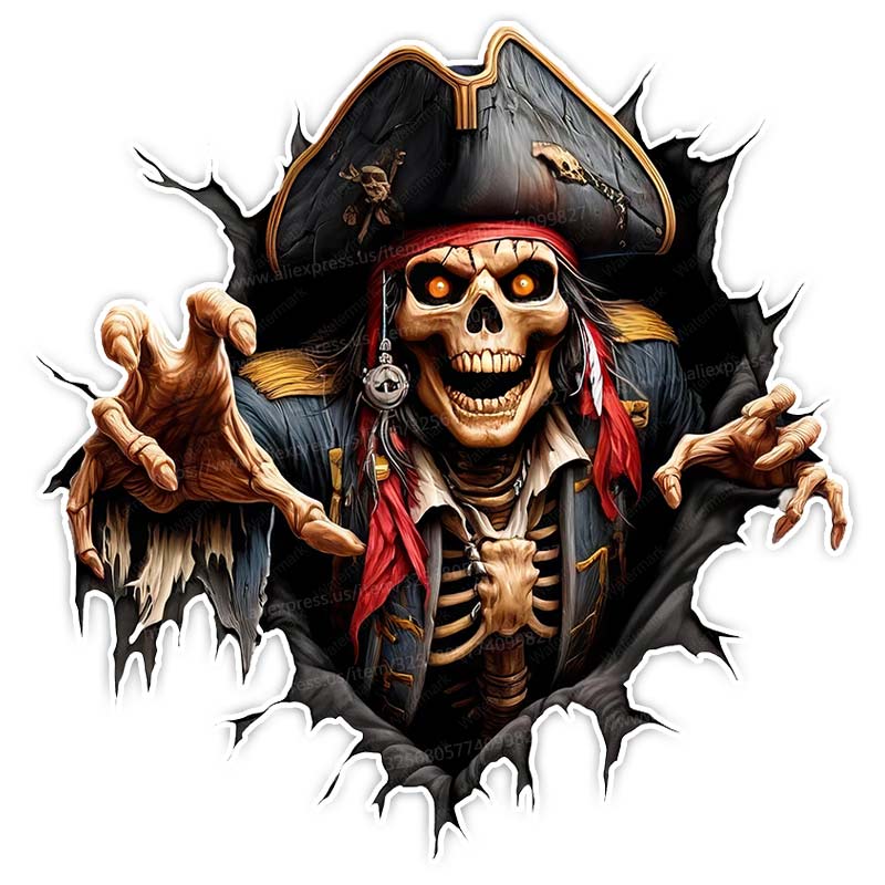 Skeleton Pirate Car Sticker Waterproof Vinyl Decals Auto Body Window Bumper Decor Motorcycle Helmet Stickers SH710 A-15cm Longest Side