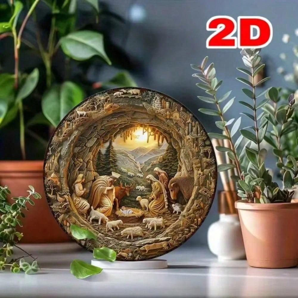 Vintage Tin Sign Nativity Scene Embossed Religious Wall Art Home Decor Plaque