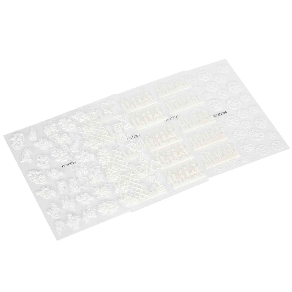 5 Sheet Embossed Nail Decal Exquisite DIY Nail Art Sticker Decoration Manicure Tool