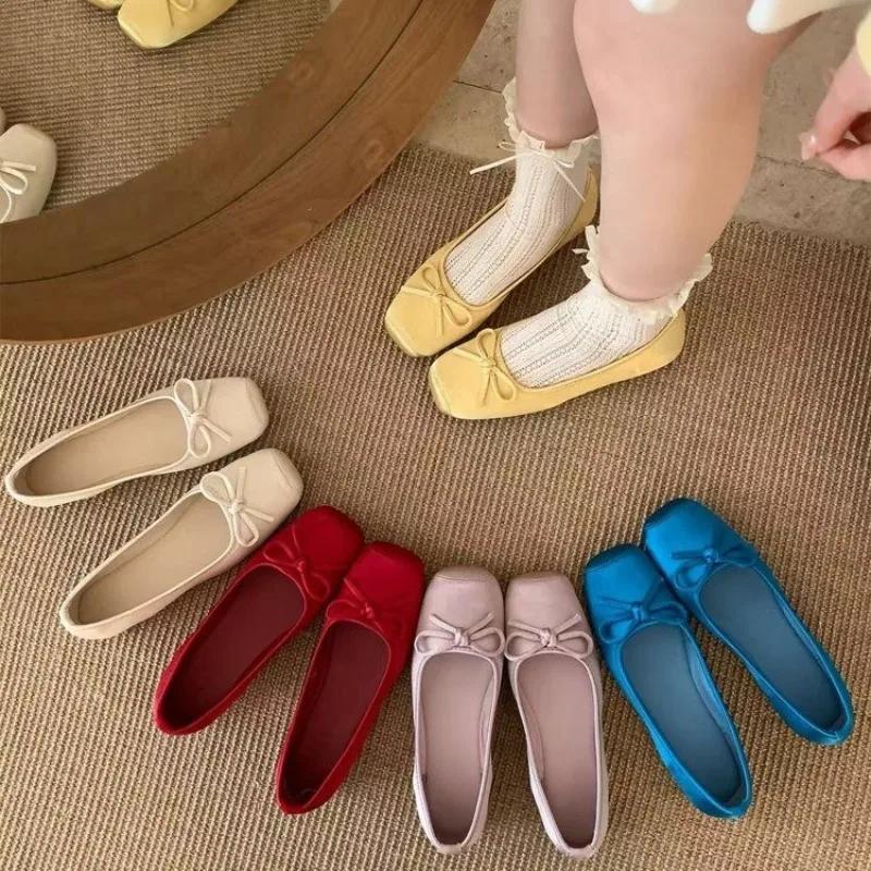 Fashion 2025 New Spring Square Toe Women Flats Shallow Slip on Ladies Casual Ballet Shoes Soft Sole Eelgant Comfortable Dress Shoes