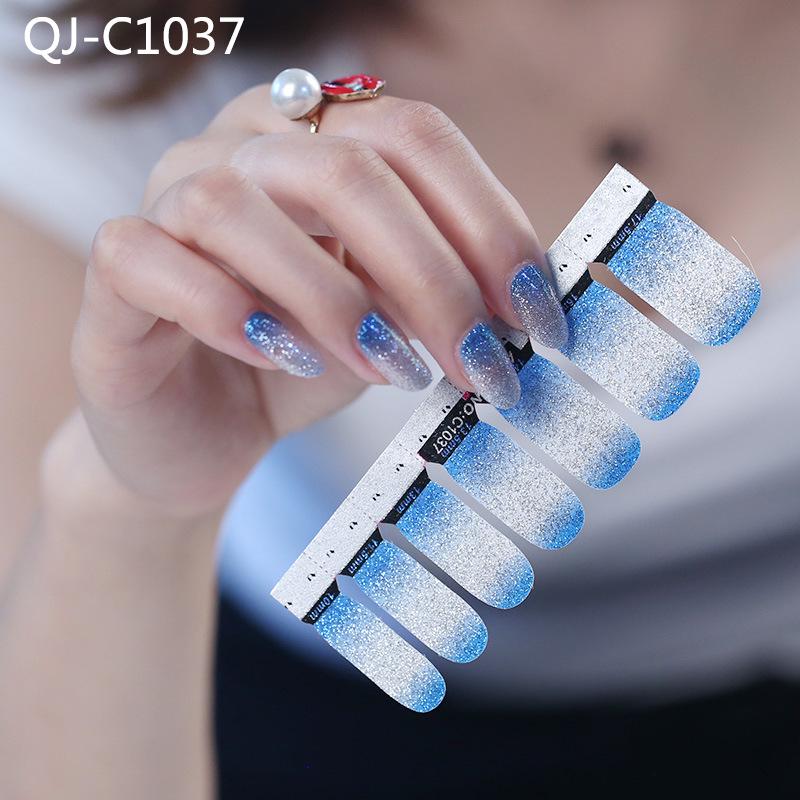 DIY Full Cover Self Adhesive Stickers Polish Foils Tips Wraps Glitter Gradient Shiny Nail Decals