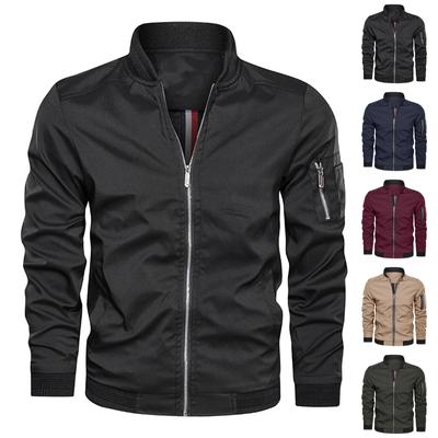 Jaqueta Casual Masculina de Primavera e Juventude com Zíper e Gola Alta Casaco Masculino