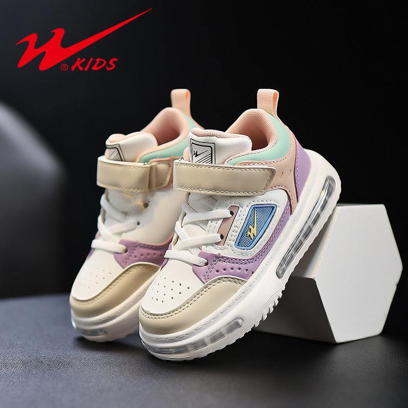 Boys and Girls Velcro Air Cushion Little White Shoes Autumn Children Board Shoes White Breathable Casual Sports Shoes