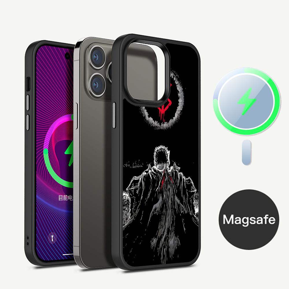 Anime Berserk Phone Case Magesafe Magnetic Wireless Charge Case For IPhone 16 11 12 13 14 15 Pro Max Plus Mini