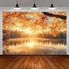 One banner depicting the autumn sunset over the lake perfect for decorationPMJ