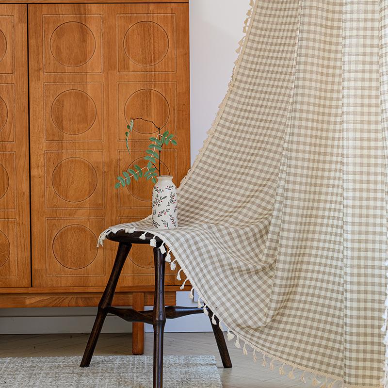 Japanese Style Linen Cotton Semi Blackout Curtains Short Curtain For Living Room Bedroom Kitchen Door Partition