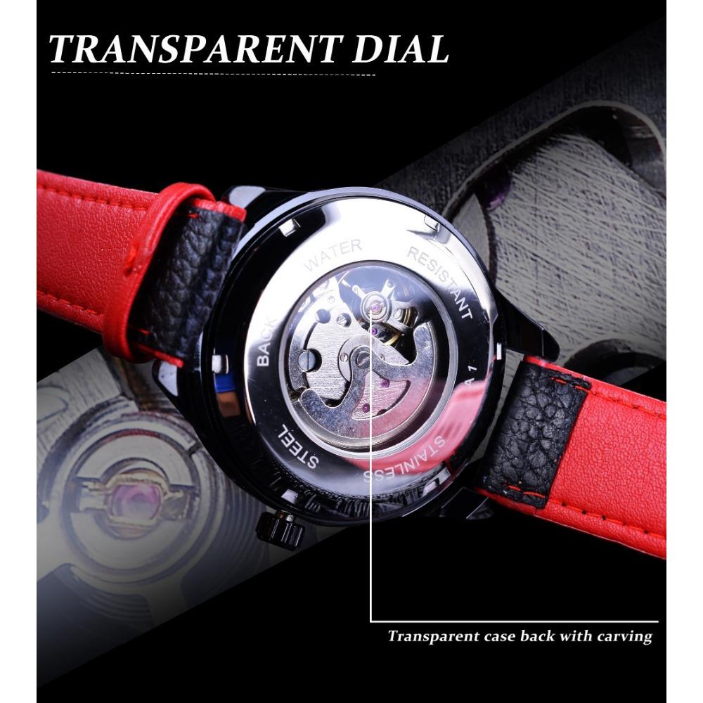 Forsining Men's Fashion Casual Glow-in-the-dark Skull Hollow Mechanical Watch Waterproof Automatic Mechanical Watch SLZe156-W