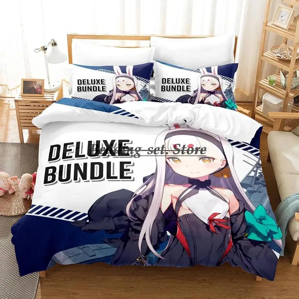 Azur Lane Bettwäsche Set Einzelbett Twin Full Queen King Size Bettset Aldult Kind Schlafzimmer Bettdeckenbezug Sets 3D Druck Anime Bettlaken Set