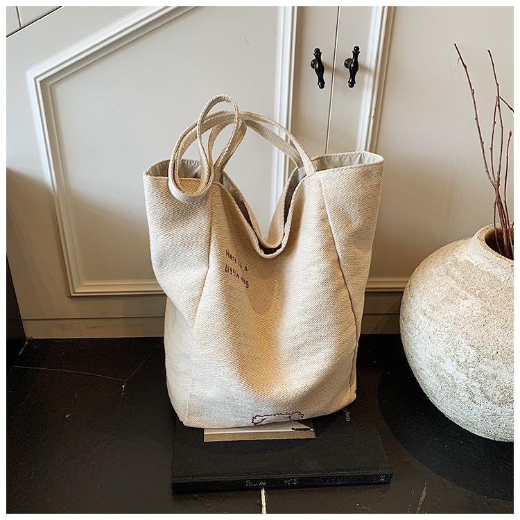 Doppelseitige gestreifte Canvas-Tasche für Damen mit großem Fassungsvermögen, lässige Tragetasche, Studenten-Freizeit-Einkaufstasche