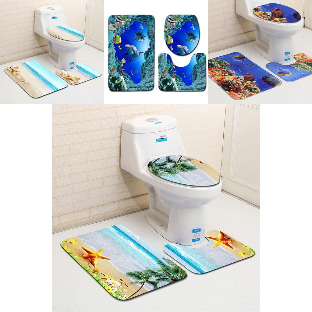 Premium Quality 3d Cartoon Design Bathroom Set With Non-slip Bath Mat And Rug