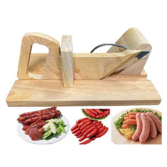 Ham Cutter Stainless Steel Sausage Slicer Wooden Handle Fruit Vegetable Food Cutter Multi-purpose Kitchen Gadget