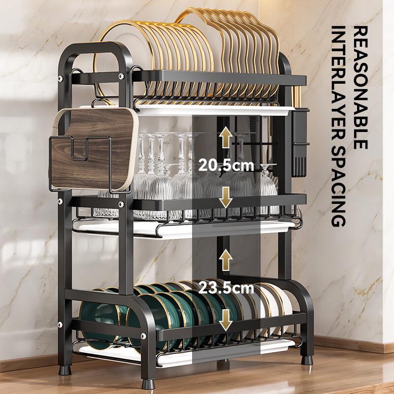 Black Gold Double Layer Countertop Dish Drying Rack