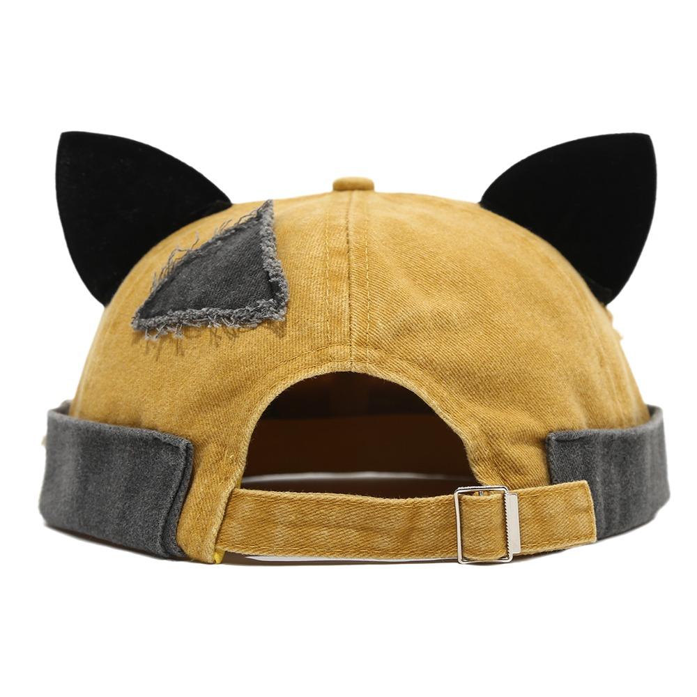 Adjustable Melon Docker Cap Cute Cat Ears Retro Skullcap Retro Style Beanie Hat  Outdoor