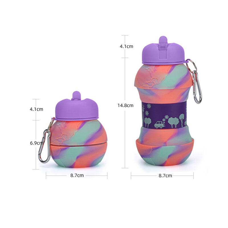 550ml Creatieve Siliconen Waterfles voor Kinderen Meisjes Jongens BPA-vrij Draagbare Opvouwbare Waterflessen met Rietje Kindercadeau