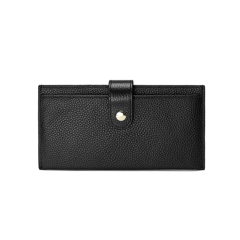

New Genuine Leather Women s Wallet with 6 Card Slots and Leather Ultra-thin Long Clip with Independent Coin Pocket on The Outside чёрный