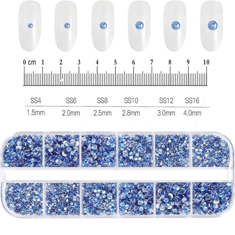 12Grids Pink Mixed Nail Rhinestones Luxury Nail Charms Glitter Crystal Jewelry Gems Nail Art Decoration DIY Manicure Rhinestones